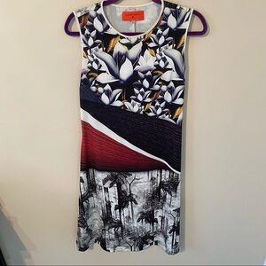 Clover Canyon Floral Strip Mixed Pattern Dress